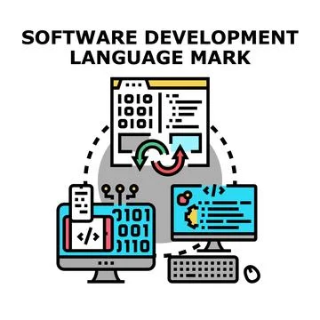 Software development language programming coding process concept Stockillustratie