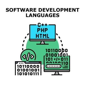 Software development languages programming coding concept Illustration