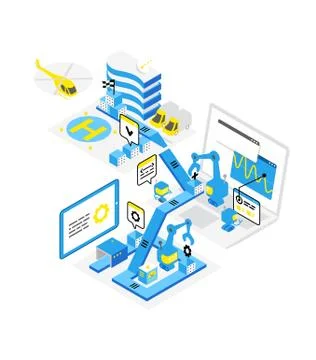 Software development levels. Technological conveyor. Programming and testing Stock Illustration