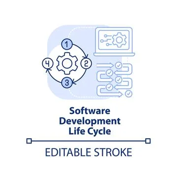 Software development life cycle light blue concept icon Stock Illustration
