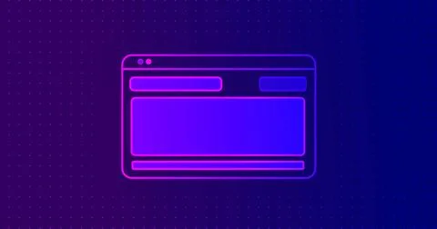 Software development lifecycle concept cartoonish 2D monitor screen tech bg.. Stock Illustration