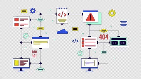 Software development lifecycle line 2D object animation Stock Footage 267294224