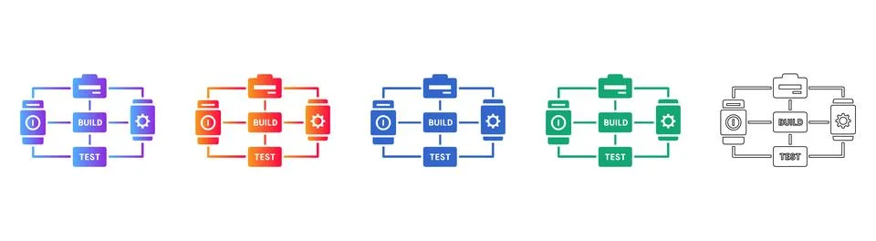 Software Development Lifecycle Process Diagram Icon Set Stock Illustration