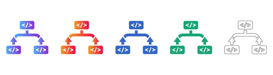 Software Development Logic Flow Icons Stock Illustration