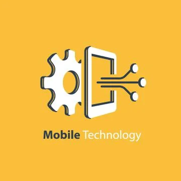 Software development, mobile technology concept, smartphone innovation Illustrazione stock