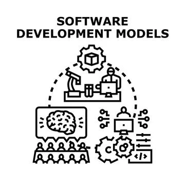 Software development models illustrating collaborative project workflow イラスト素材