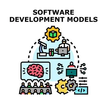 Software development models illustrating collaborative project workflow イラスト素材