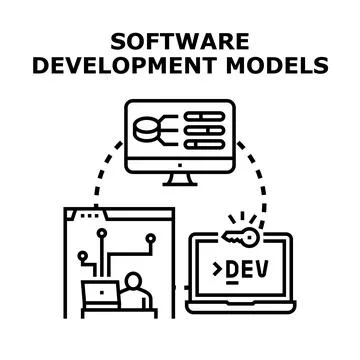 Software development models illustrating programming process cycle Illustrazione stock