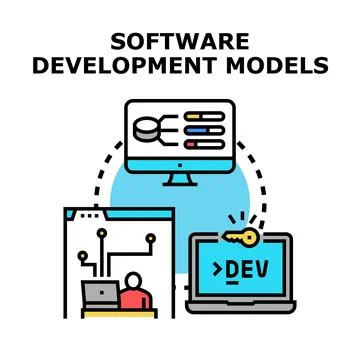 Software development models illustrating programming process cycle Illustrazione stock
