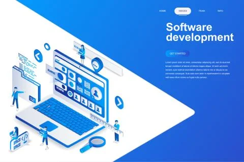 Software development modern flat design isometric Stock Illustration