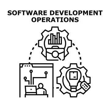 Software development operations lifecycle process management concept 스톡 일러스트