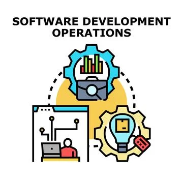 Software development operations lifecycle process management concept Illustrazione stock