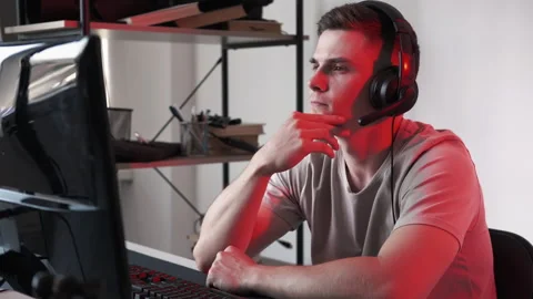 Software development pensive programmer work loop Stock Footage 240556617