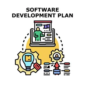 Software development plan creating business solution concept Stock Illustration