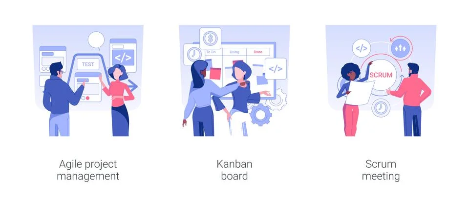 Software development planning isolated concept vector illustrations. Stock Illustration