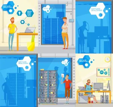 Software Development Posters Set Illustrazione stock