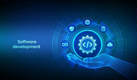 Software development practices methodology. Devops. Agile development optimiz Stock Illustration