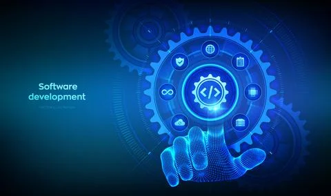 Software development practices methodology. Devops. Agile development optimiz Stock Illustration