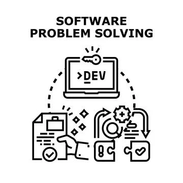 Software development problem solving optimizing process Illustrazione stock