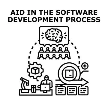 Software development process aid with agile methodology and team collaboratio Stock Illustration