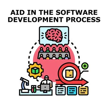 Software development process aid with agile methodology and team collaboratio Stock Illustration