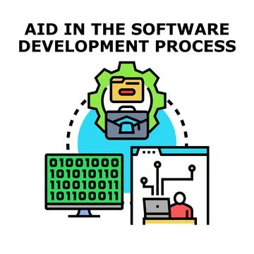 Software development process aid concept illustration Stock Illustration