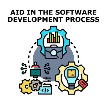 Software development process aid with technology tools 스톡 일러스트