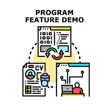 Software development process and program feature demo 스톡 일러스트