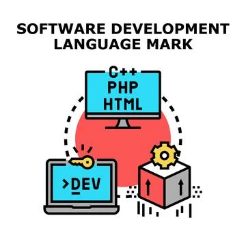 Software development process and programming language concept 库存插图
