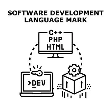 Software development process and programming language concept Stock Illustration