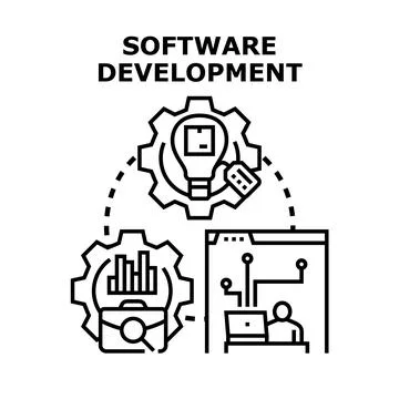 Software development process concept creating digital products イラスト素材