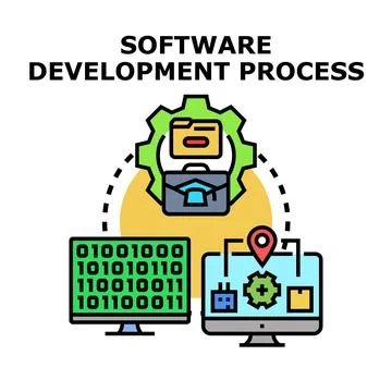 Software development process concept creating digital products イラスト素材