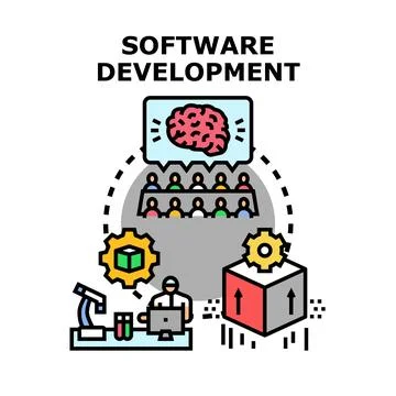 Software development process cycle planning and coding Stock Illustration