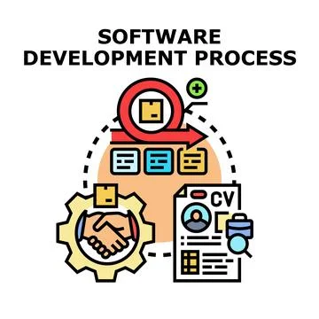 Software development process development workflow and project management Stock Illustration