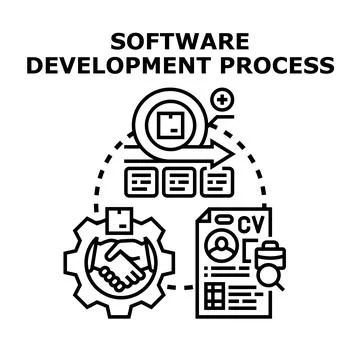 Software development process development workflow and project management Stock Illustration
