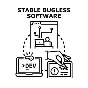 Software development process ensuring quality and stability Stockillustratie