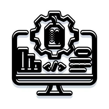 Software development process optimization on computer screen Stock Illustration