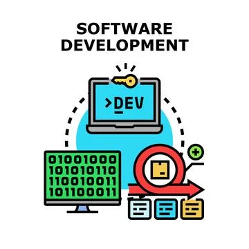 Software development process with programming and agile methodology Illustrazione stock