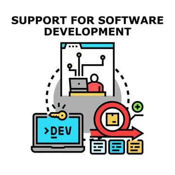Software development process support and programming assistance Stock Illustration