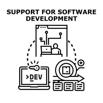 Software development process support and programming assistance Stock Illustration