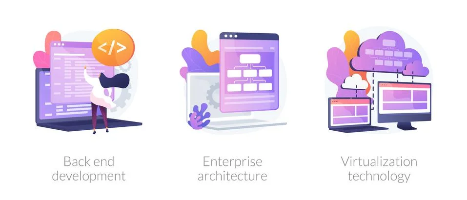 Software development process vector concept metaphors. Illustrazione stock