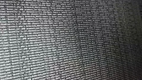 Software development by programmer. Abstract computer script code. Stock Footage 145263618