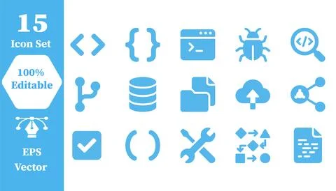 Software development programming and web coding vector icon set with develo.. Stock Illustration