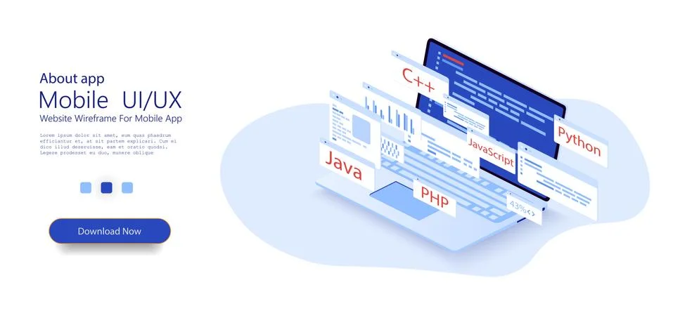 Software development, programming, coding vector concept. Technology concept Stock Illustration