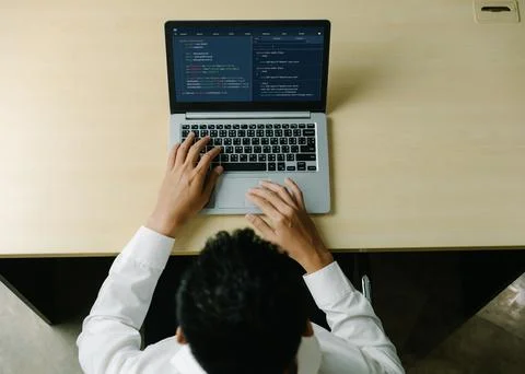 Software development programming on computer screen for modish application 写真素材