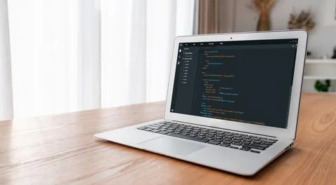 Software development programming on computer screen for modish application 스톡 사진