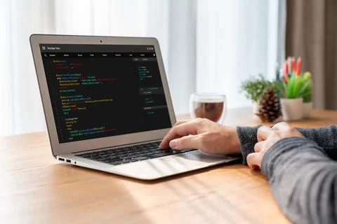 Software development programming on computer screen for modish application Photos