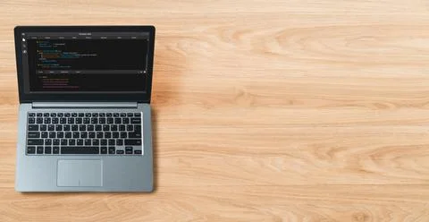 Software development programming on computer screen for modish application Foto stock