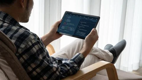 Software development programming on computer screen for modish application Foto stock