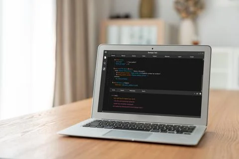 Software development programming on computer screen for modish application Stock-Fotos